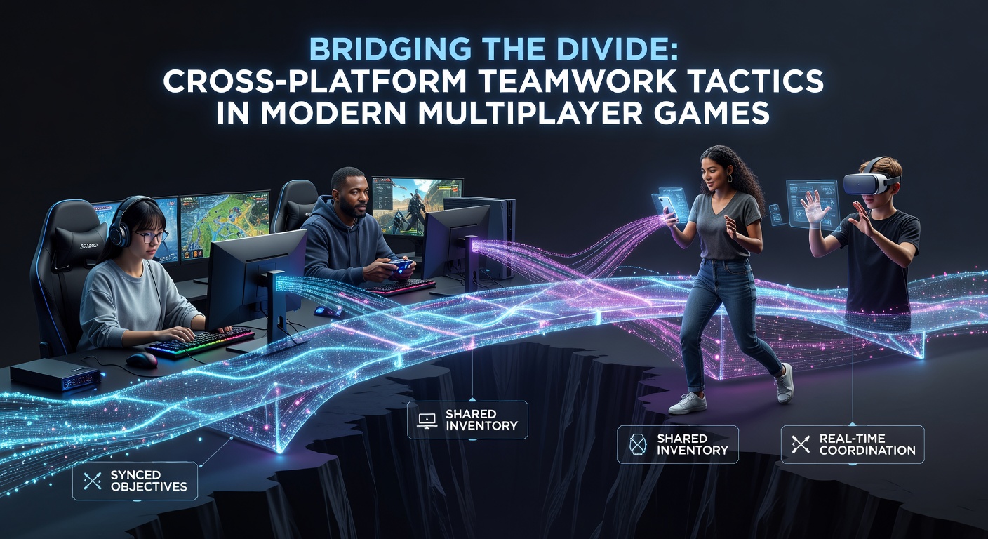 A cross-platform team executing a coordinated strategy in a high-stakes multiplayer match, showcasing voice comms and role assignments