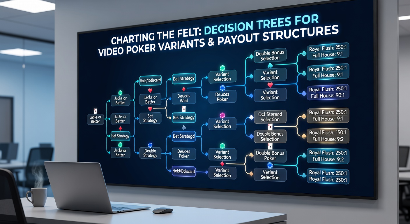 Diagram illustrating decision tree branches for video poker hand evaluations across common variants