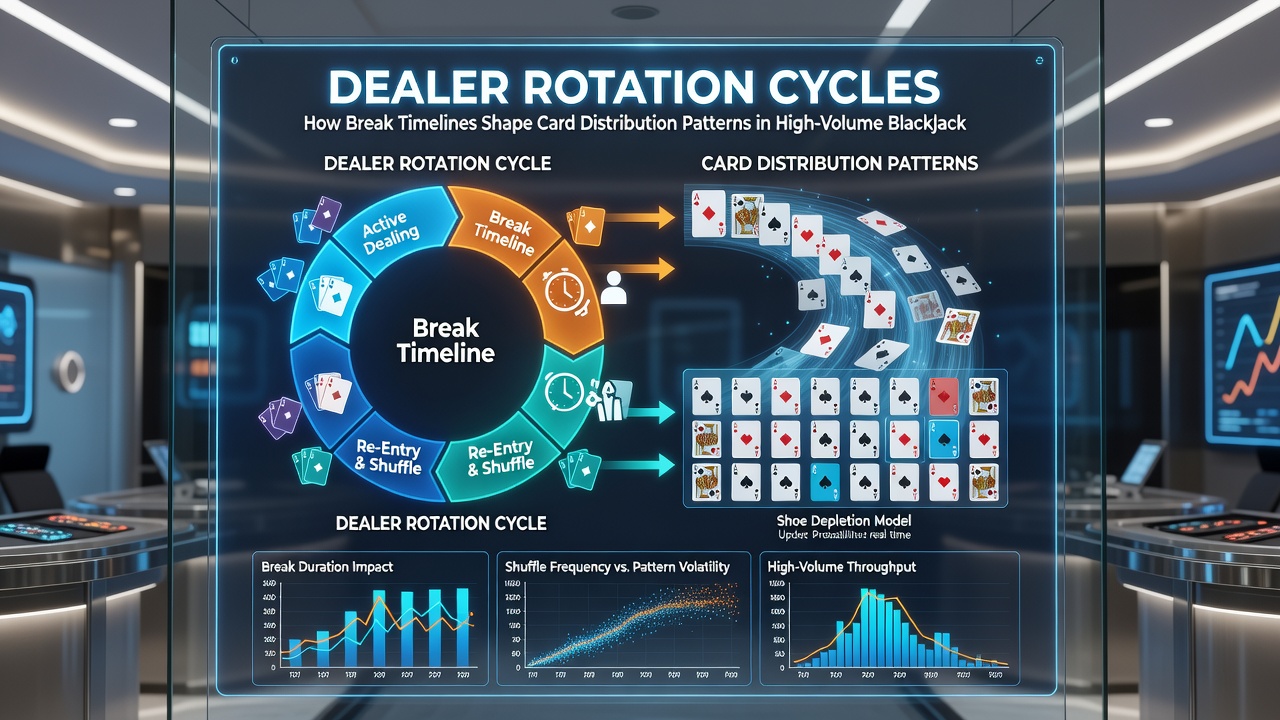 Close-up of blackjack table with dealer exchanging cards during rotation