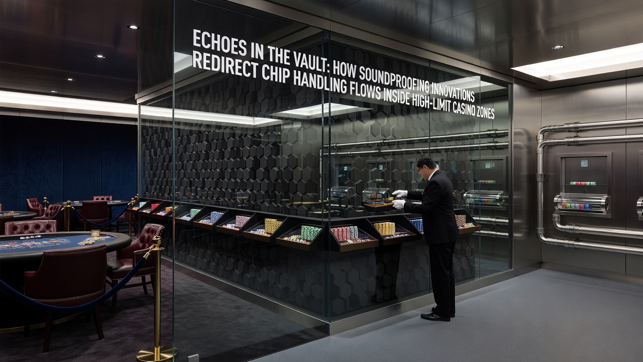 High-limit casino zone with advanced acoustic panels and secure chip transport pathways