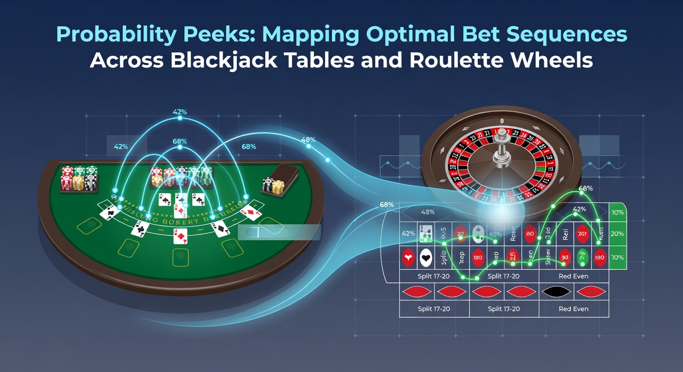 Detailed view of optimal betting patterns and probability charts for blackjack and roulette