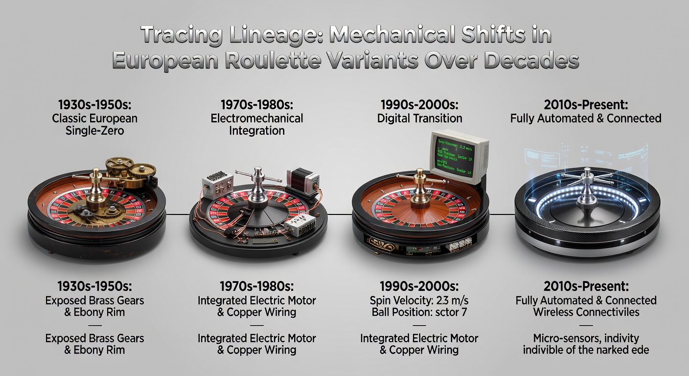 Modern European roulette table with electronic display and automated wheel components in a contemporary casino setting