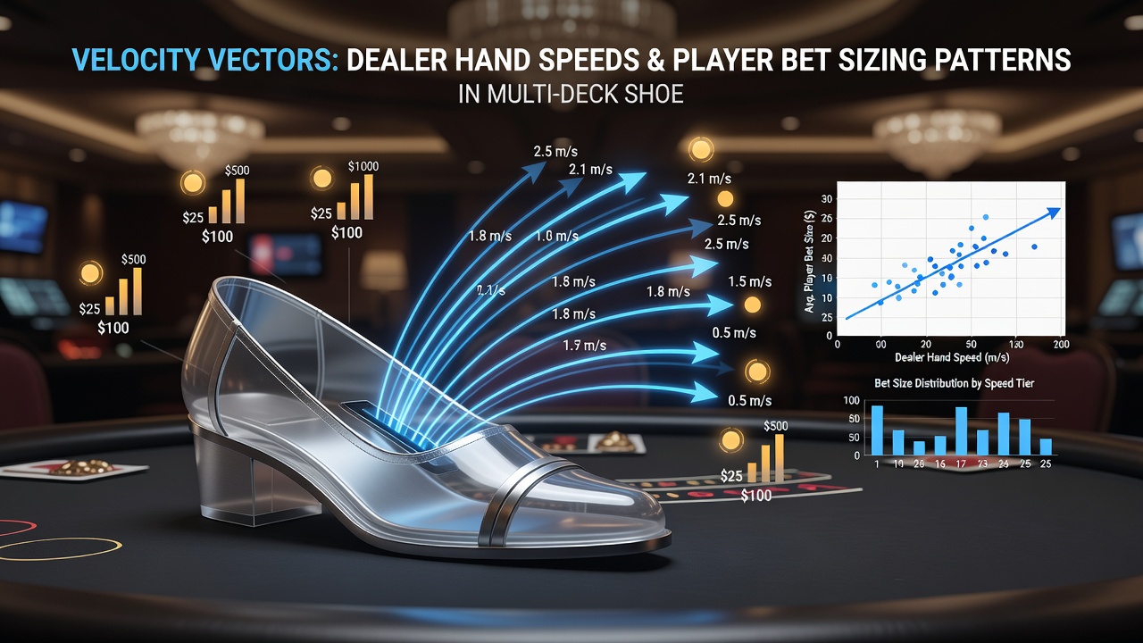 Data visualization of bet sizing patterns linked to dealer velocity in shoe rotations