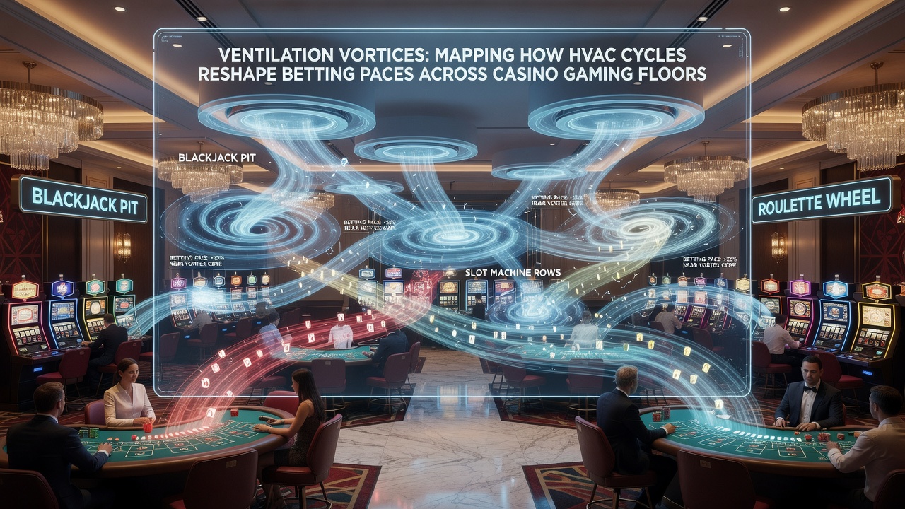 Detailed mapping of ventilation zones overlaid on casino floor plan showing betting pace variations
